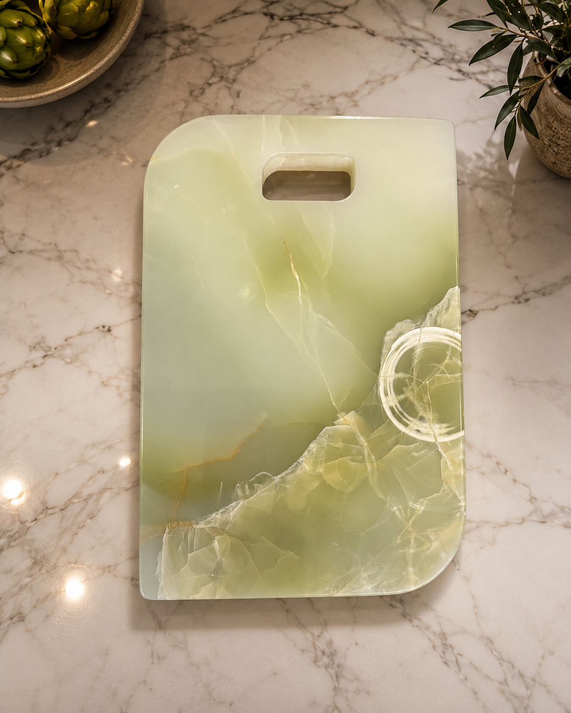 Jade Cloud — Green Marble Onyx serving board handcrafted Auckland New Zealand