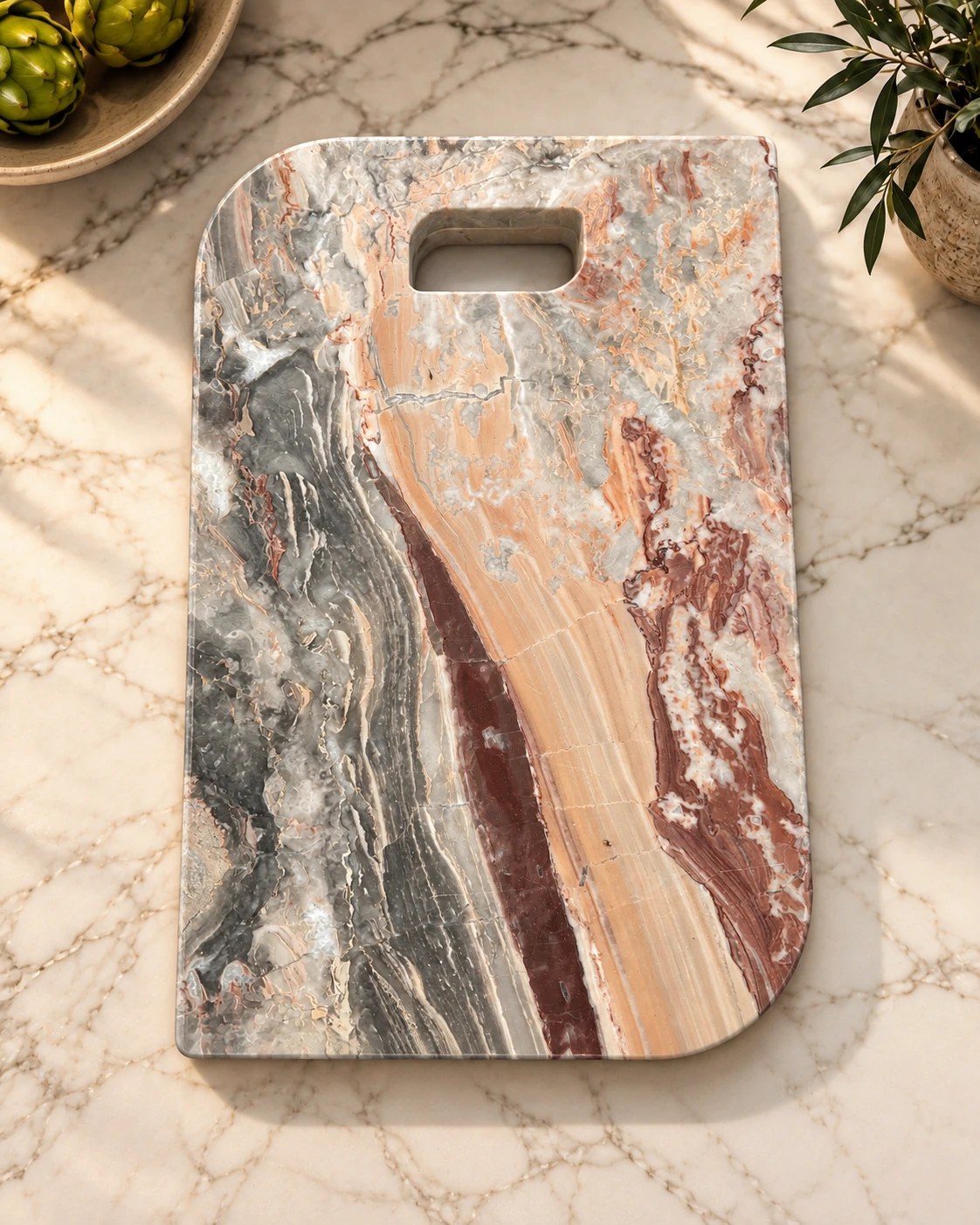 Pink Storm II — pink onyx marble serving board handcrafted Auckland New Zealand