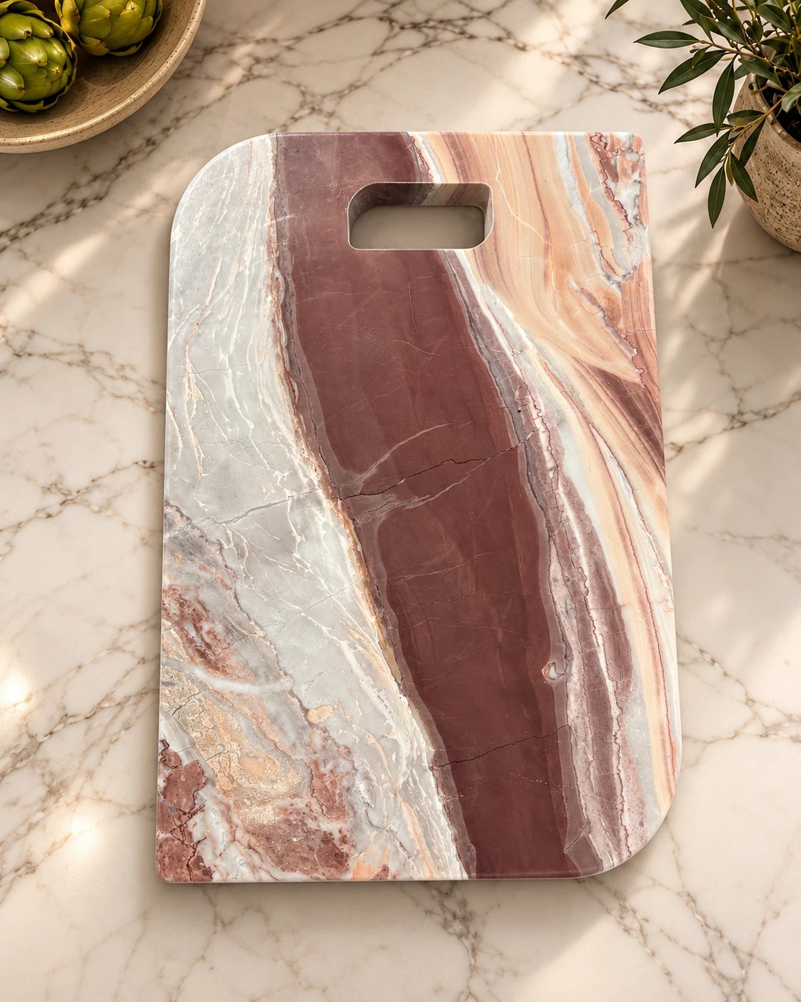 Pink Storm III — pink onyx marble serving board handcrafted Auckland New Zealand