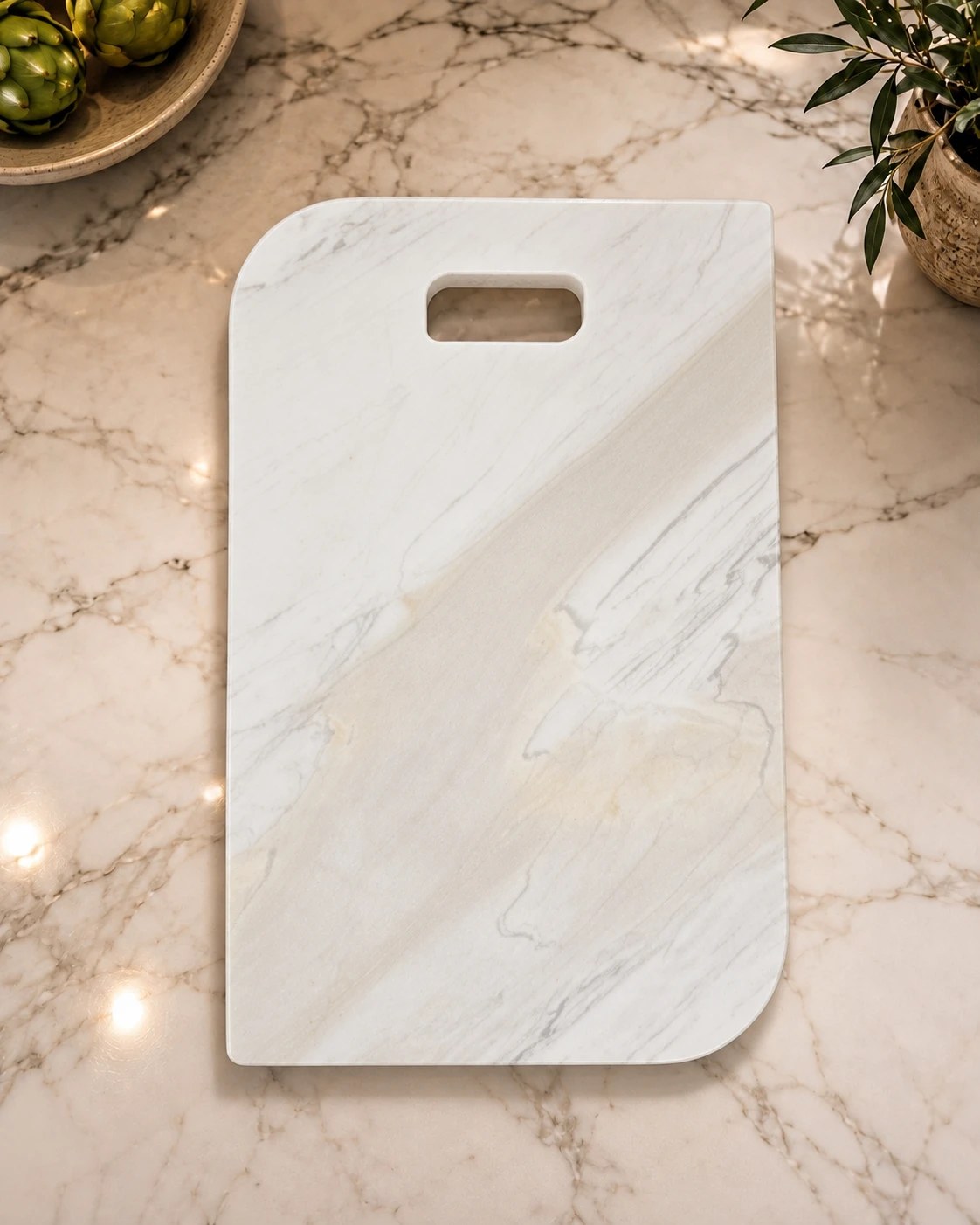Silver Drift II — white marble serving board grey veining handcrafted Auckland New Zealand