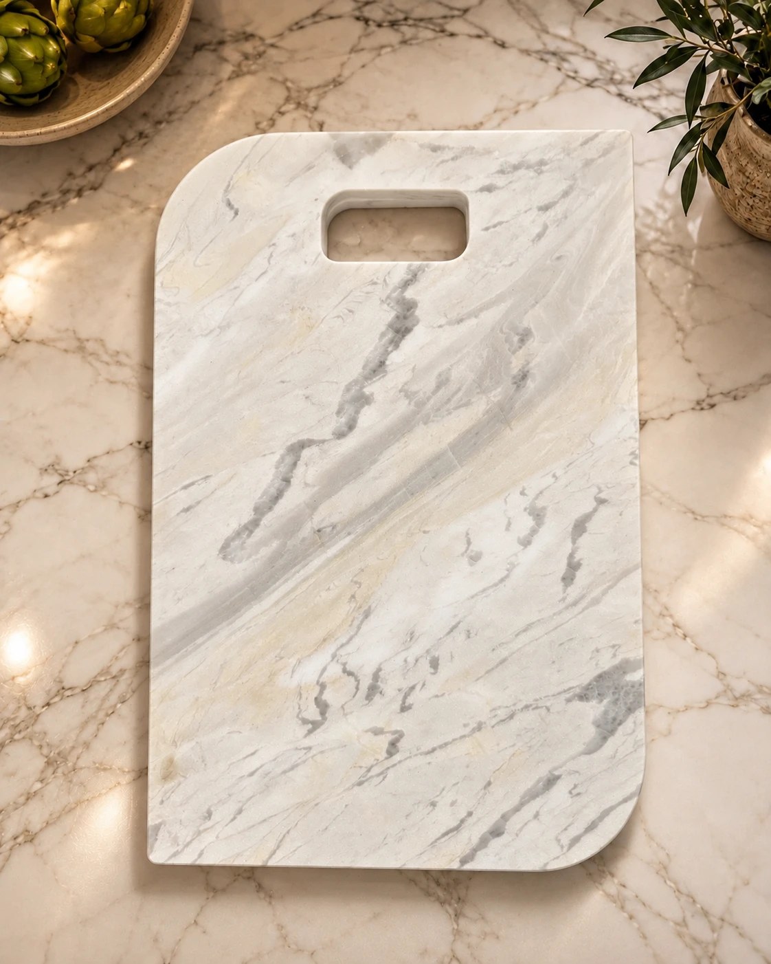 Silver Drift — white marble serving board grey veining handcrafted Auckland New Zealand