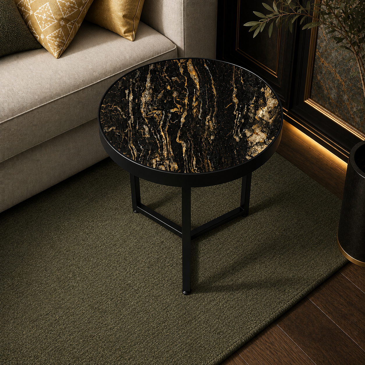 Gold Rush — Black Forest Gold Marble coffee table Auckland New Zealand