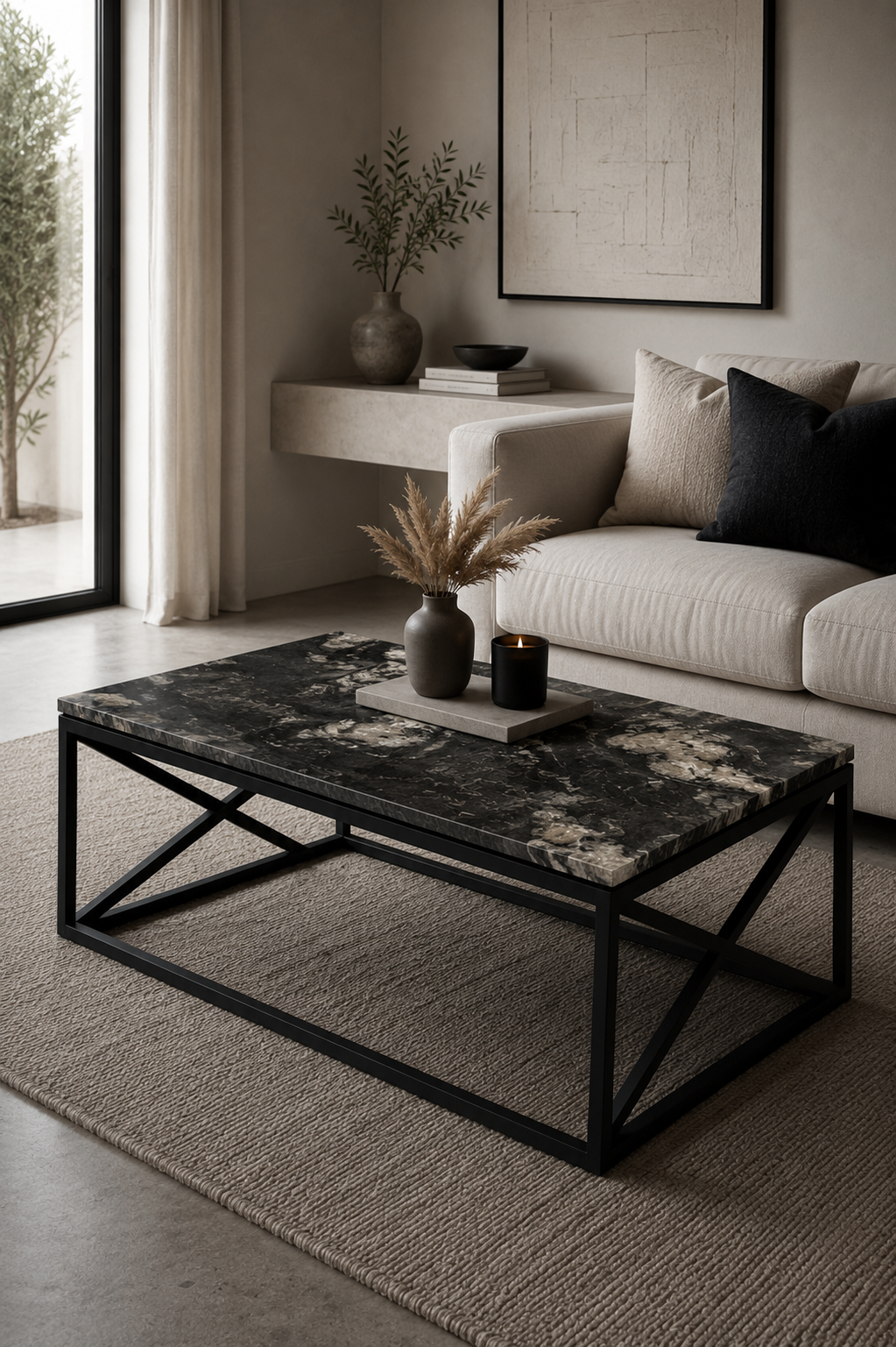 Midnight Moon — Titanium Black Granite luxury lounge table Auckland New Zealand