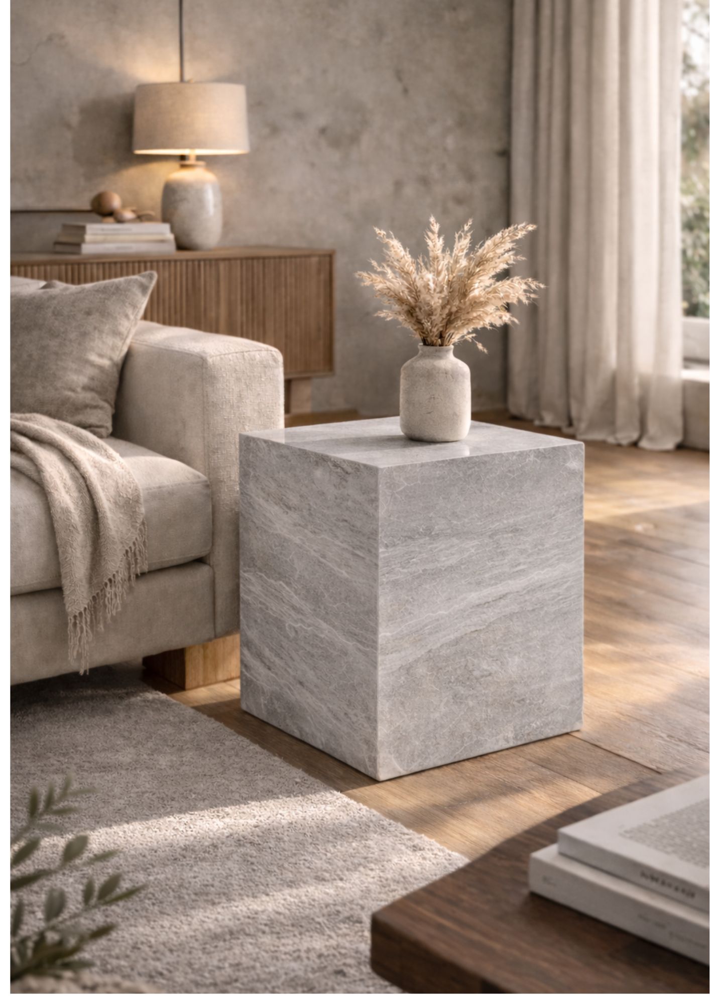 Travertine Side Plinth