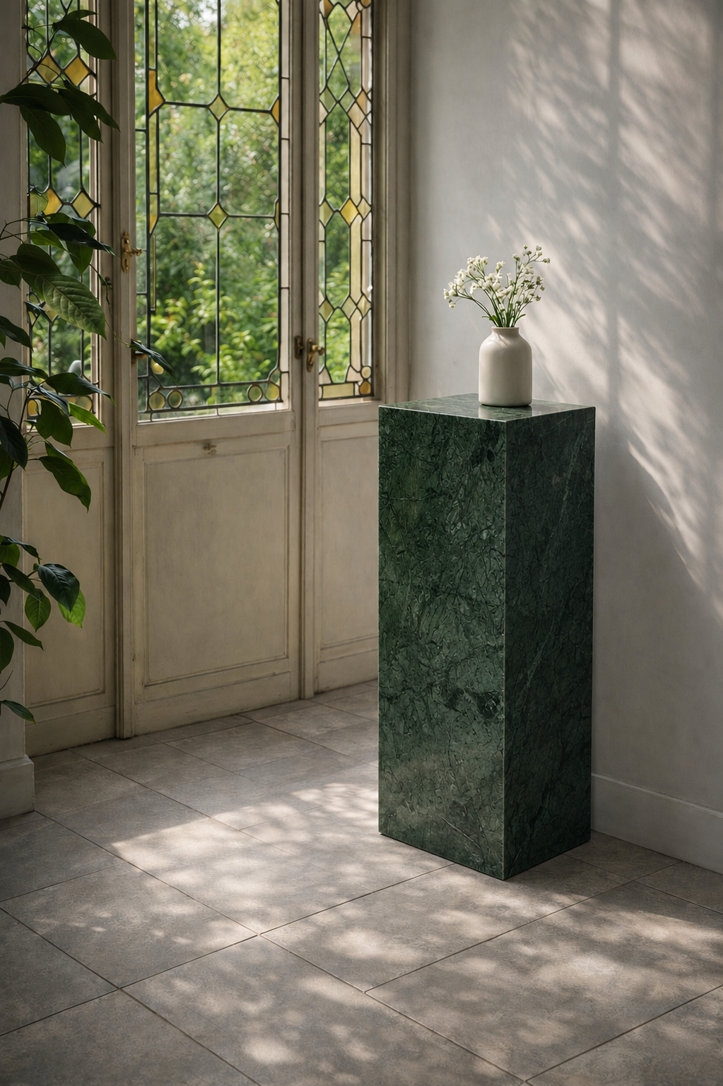 Indian Green marble plinth natural stone pedestal handcrafted Auckland New Zealand