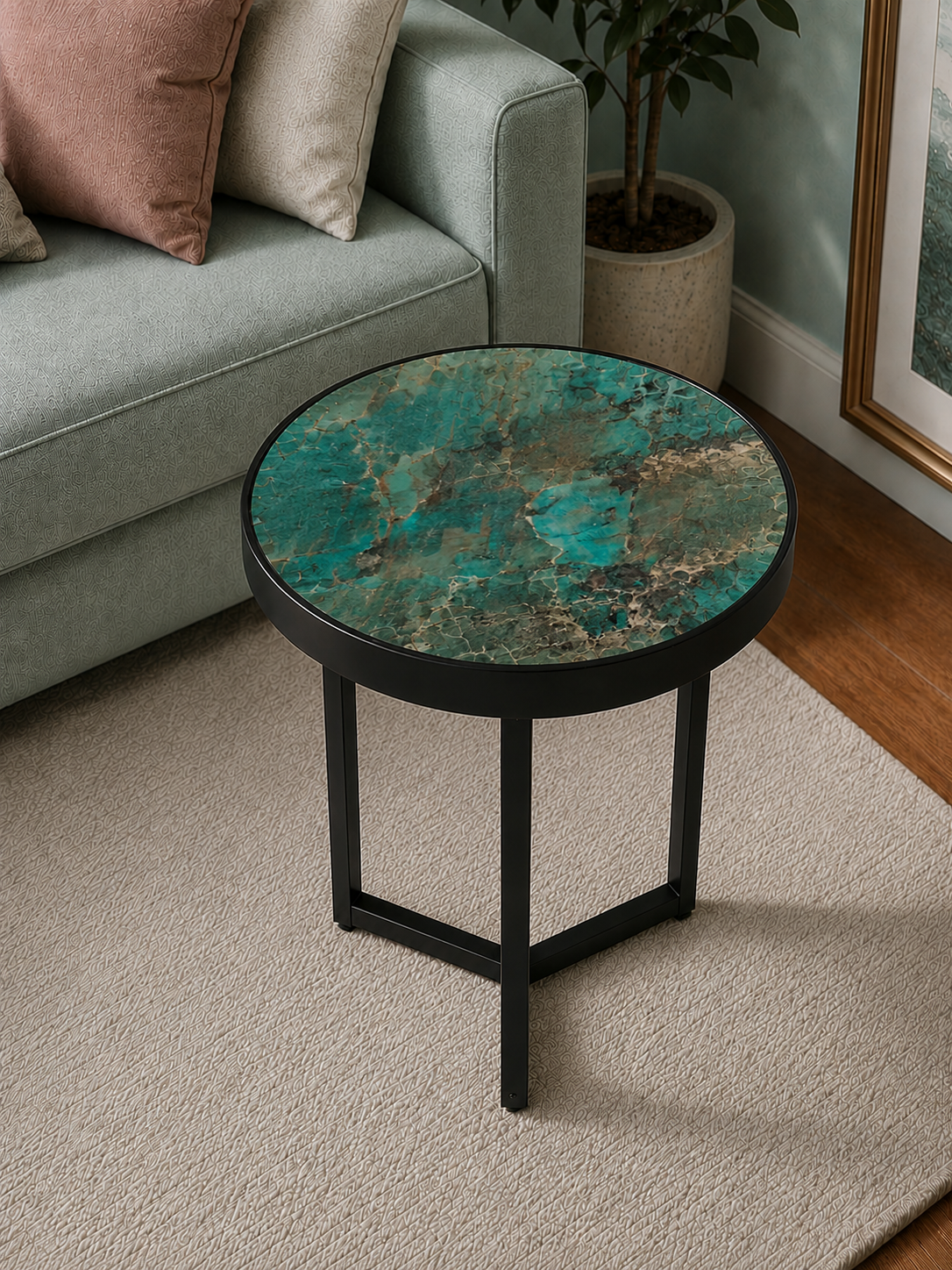 Azul Storm — Amazonite Quartzite coffee table Auckland New Zealand
